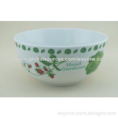 Plain White Decal Printed Bowl for Home, Hotel, Restaurant, Promotion, Food-safe, Light Blue Design
